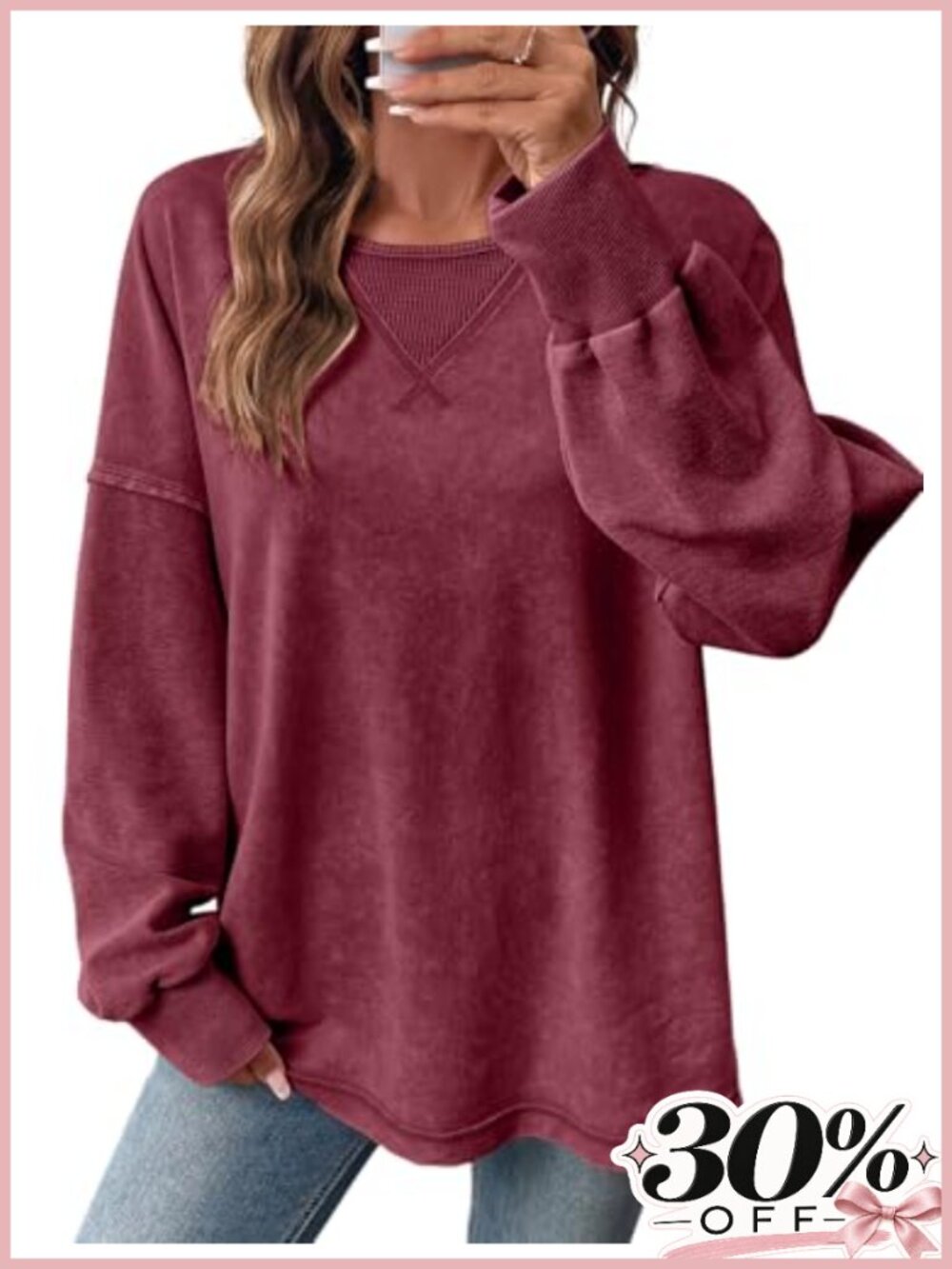 Women's Long Sleeve Crewneck Sweatshirt Oversized Loose Fit Pullover